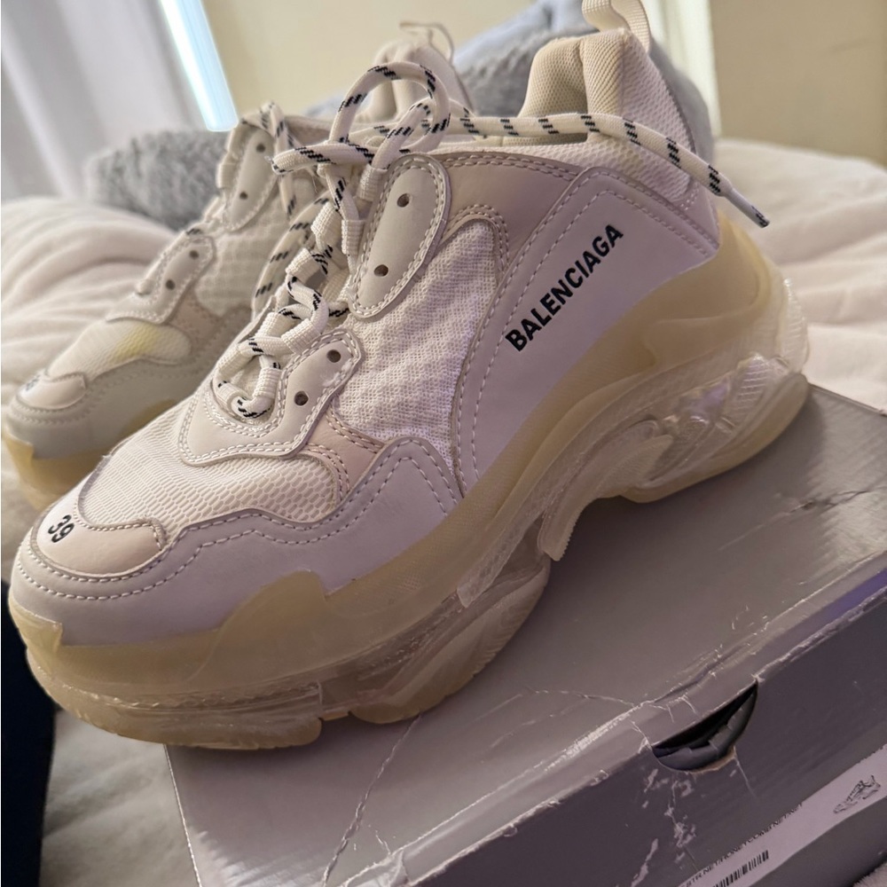 Balenciaga White Triple S Sneakers - Picture 3 of 10
